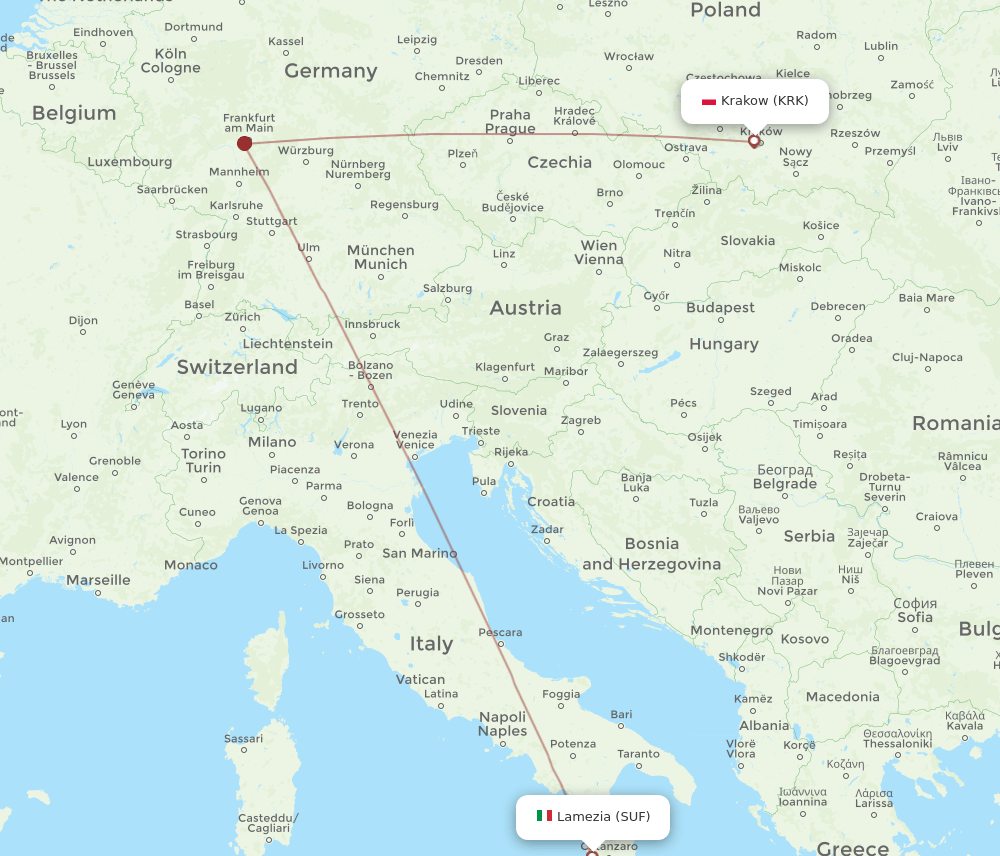 KRK-SUF flight routes