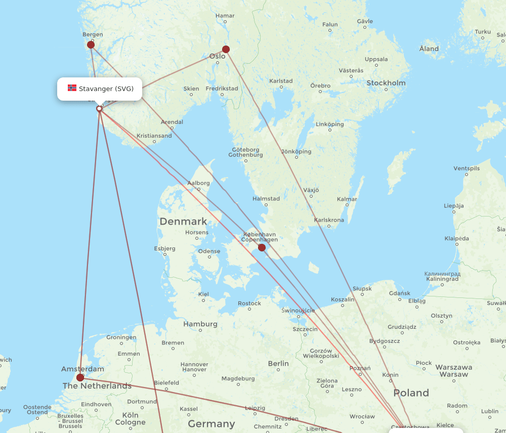 KRK-SVG flight routes