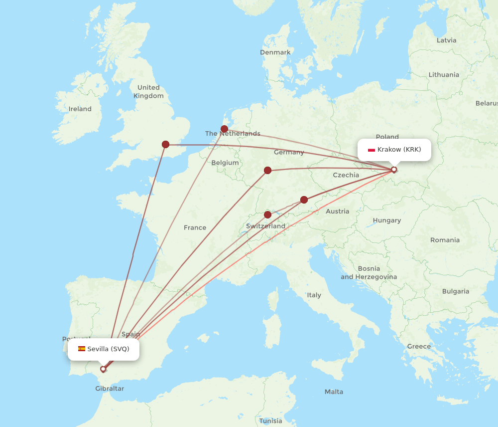 KRK-SVQ flight routes