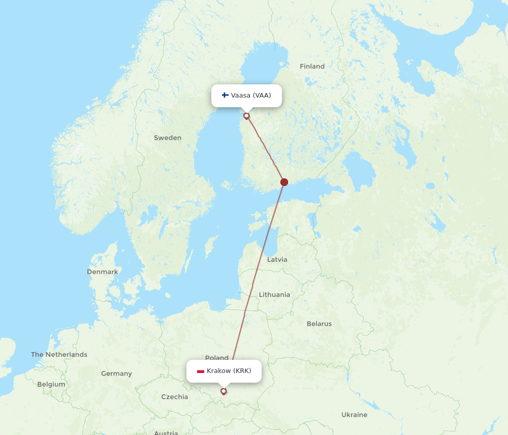 KRK-VAA flight routes