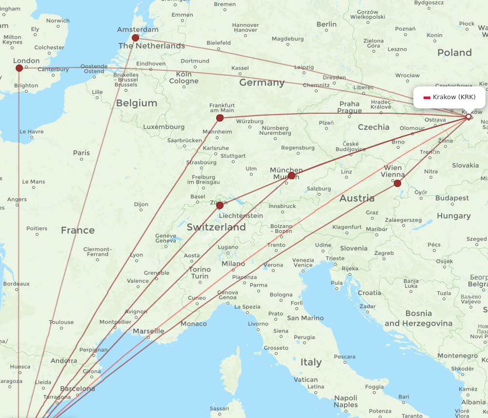 KRK-VLC flight routes