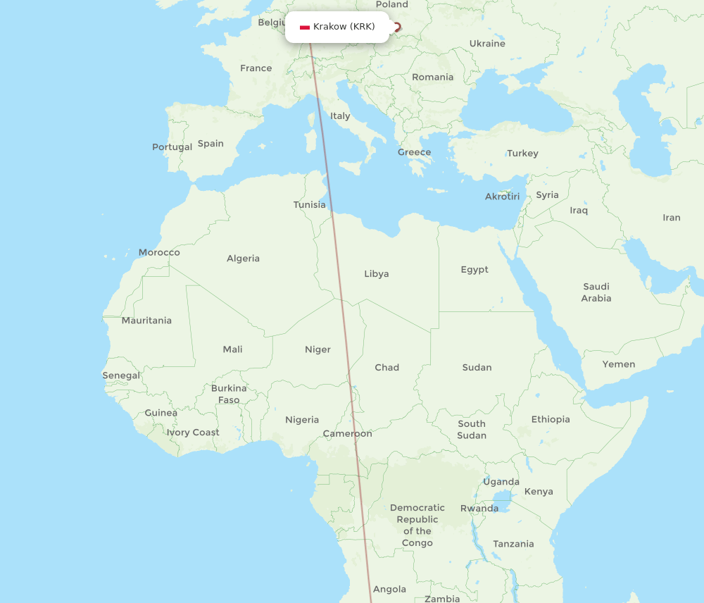 KRK-WDH flight routes