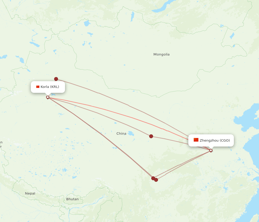 KRL-CGO flight routes