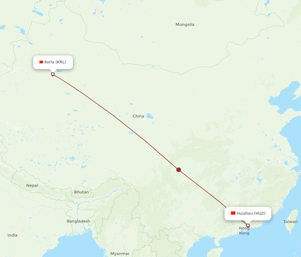 HUZ to KRL flights and routes map