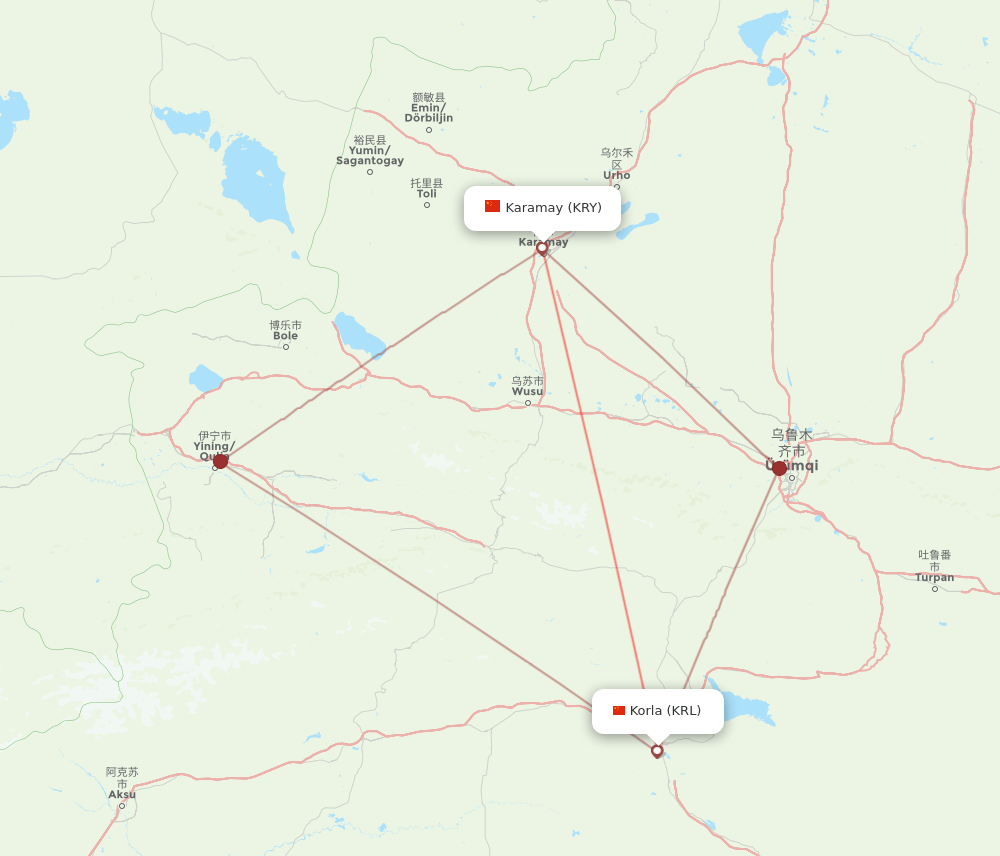 KRL-KRY flight routes