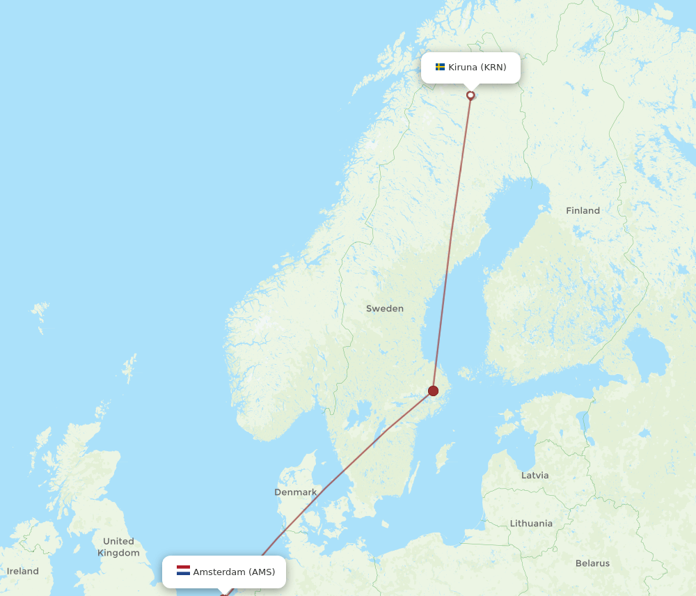 KRN-AMS flight routes