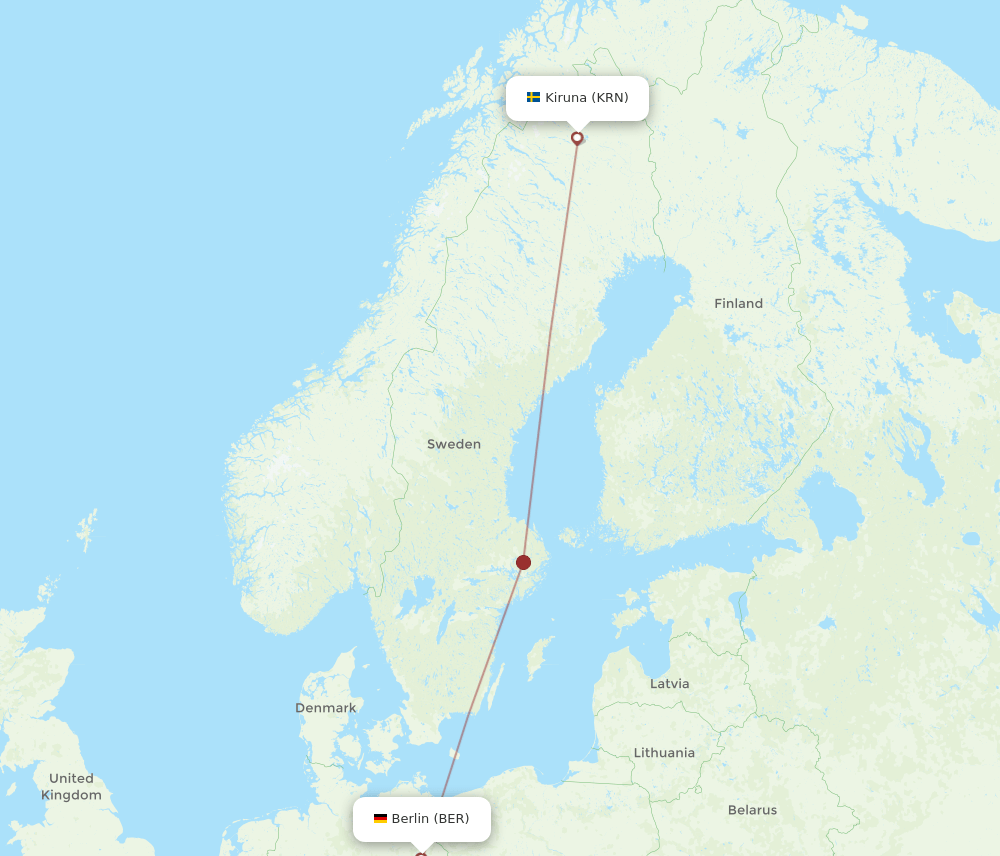 KRN-BER flight routes