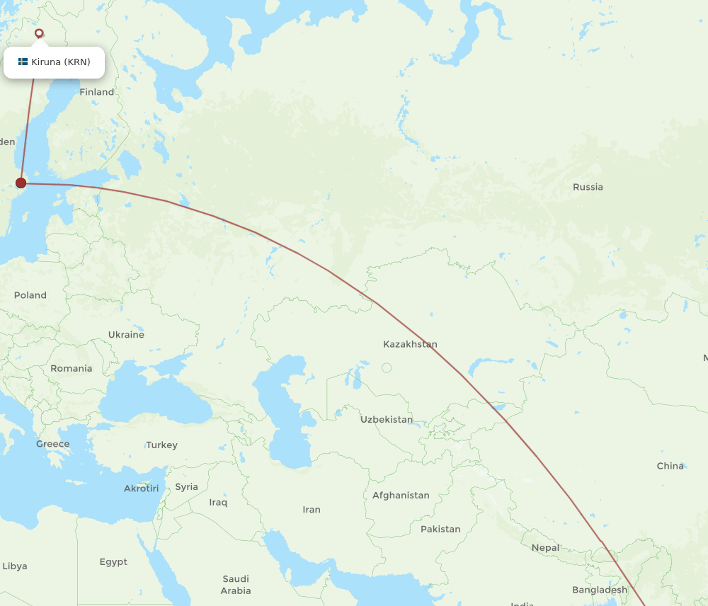 KRN to BKK flights and routes map