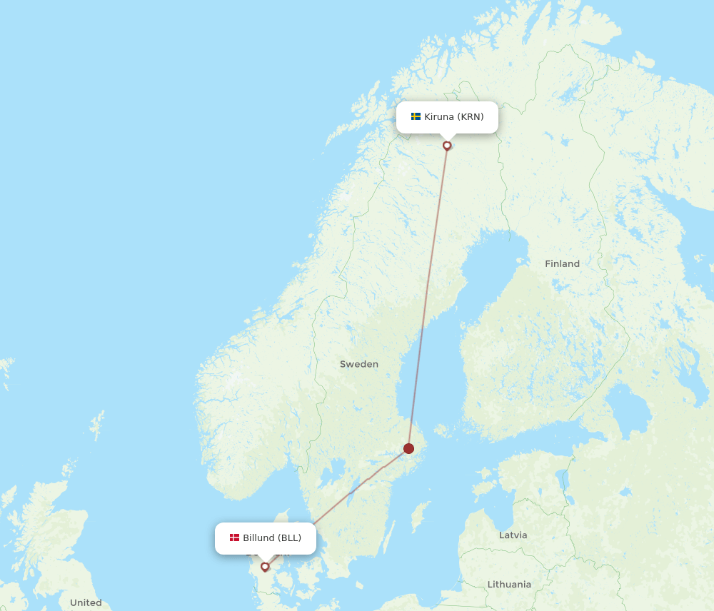 KRN-BLL flight routes