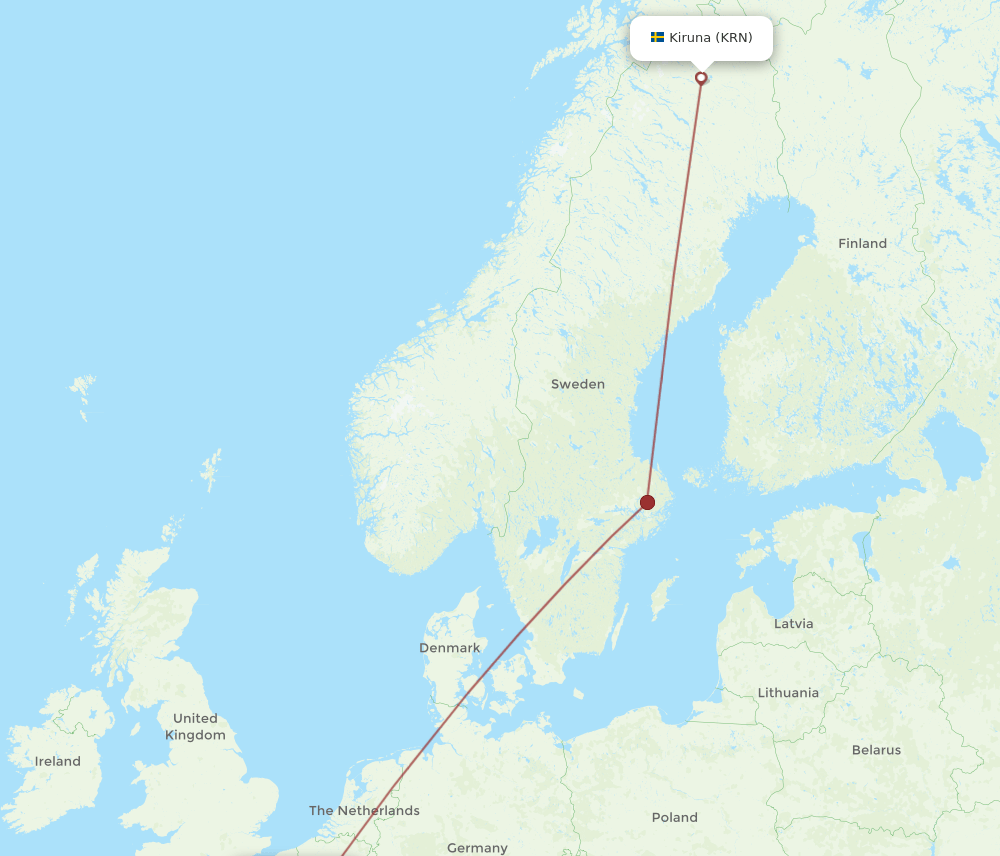 KRN-CDG flight routes