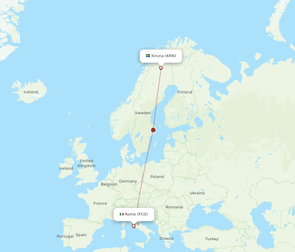 KRN-FCO flight routes