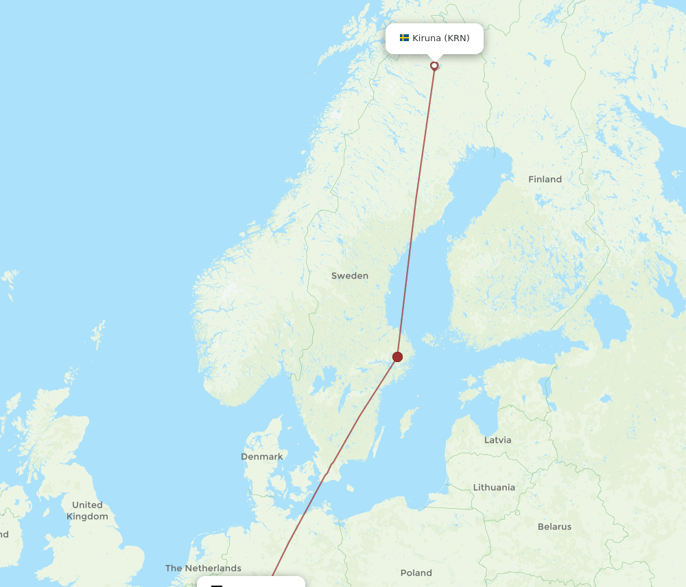 KRN to FRA flights and routes map