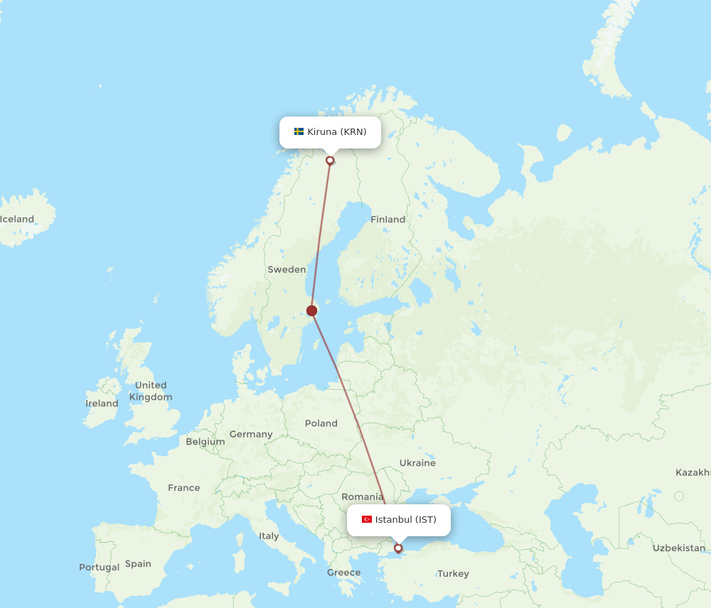 KRN-IST flight routes