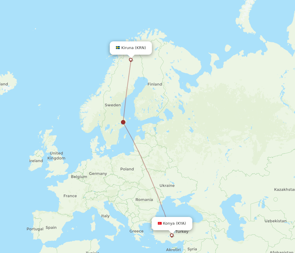 KRN-KYA flight routes