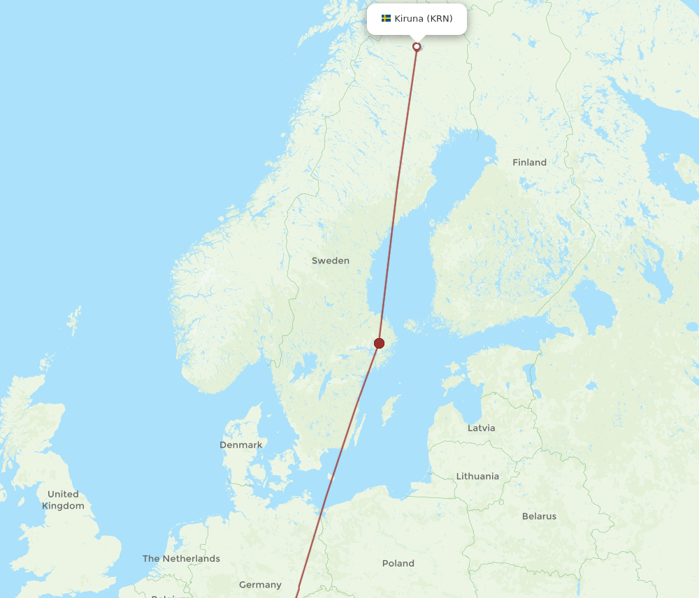 KRN to MUC flights and routes map