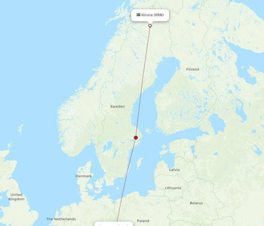KRN-PRG flight routes
