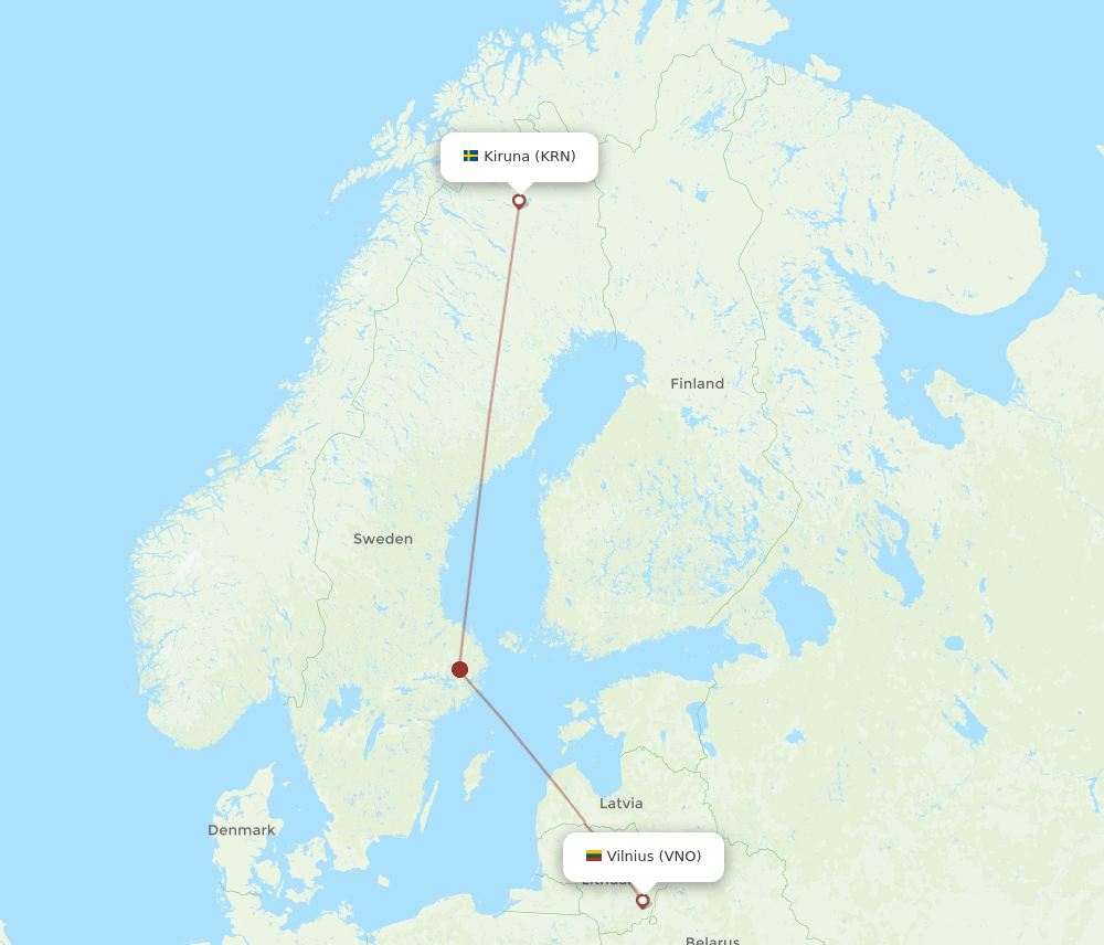 KRN to VNO flights and routes map