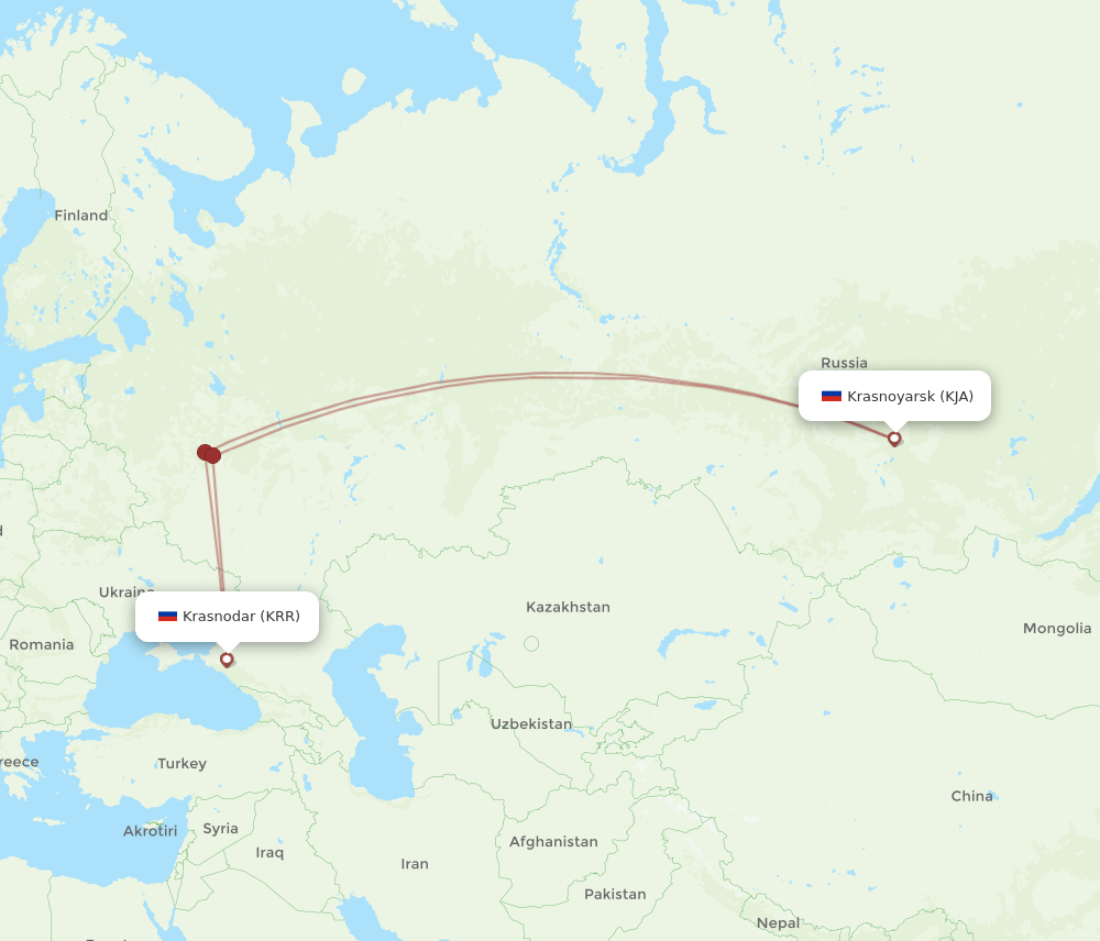 KRR-KJA flight routes