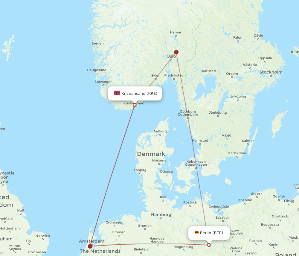 KRS-BER flight routes