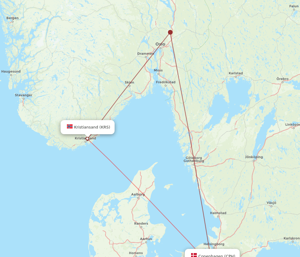 KRS-CPH flight routes