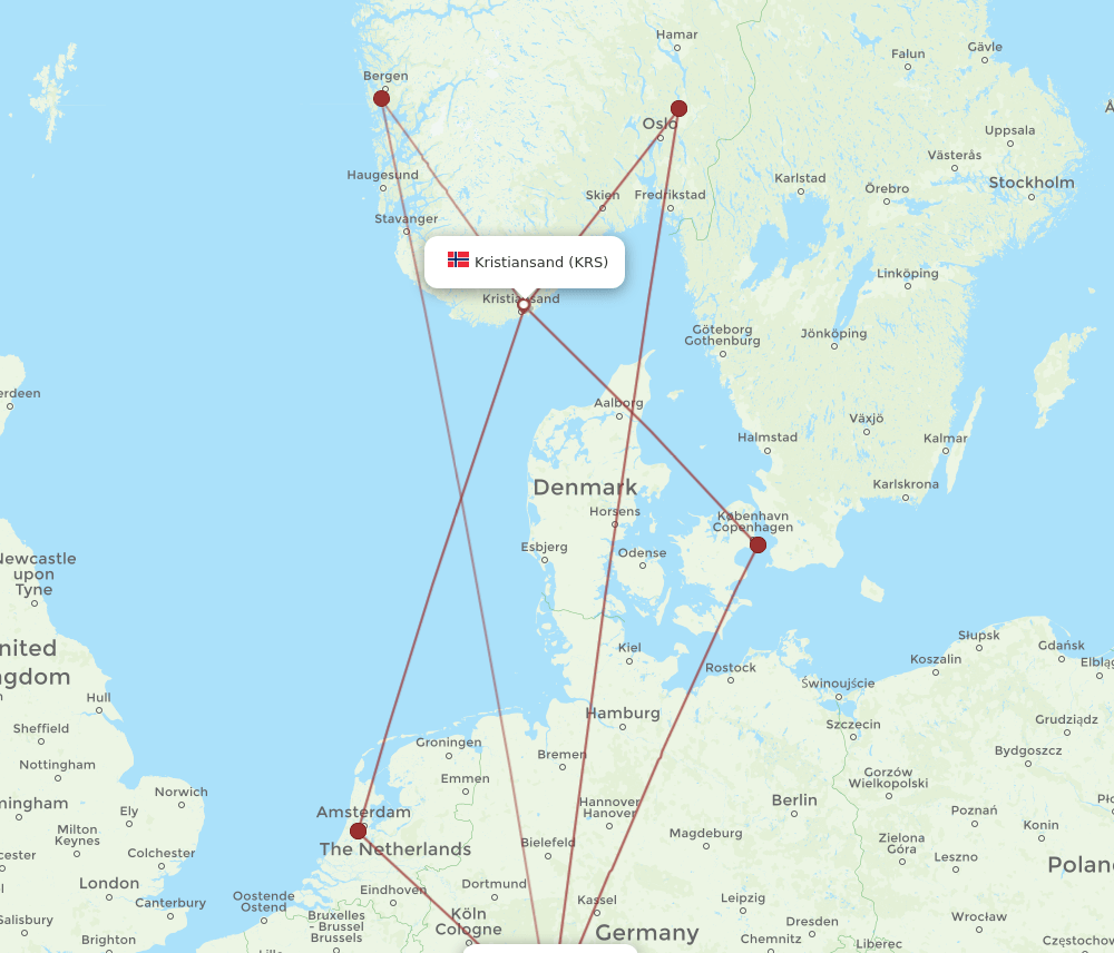 KRS-FRA flight routes