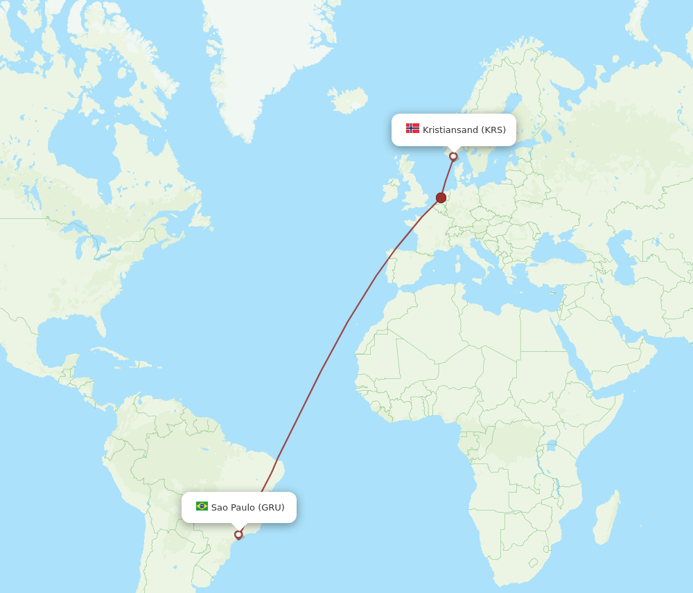 KRS-GRU flight routes