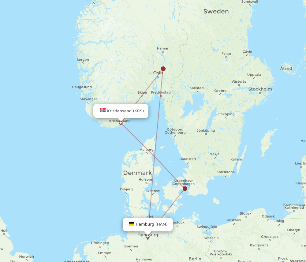 KRS-HAM flight routes