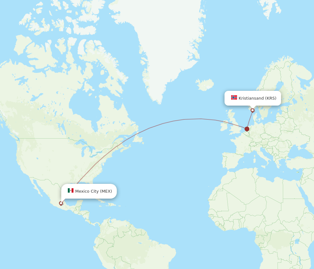 KRS-MEX flight routes