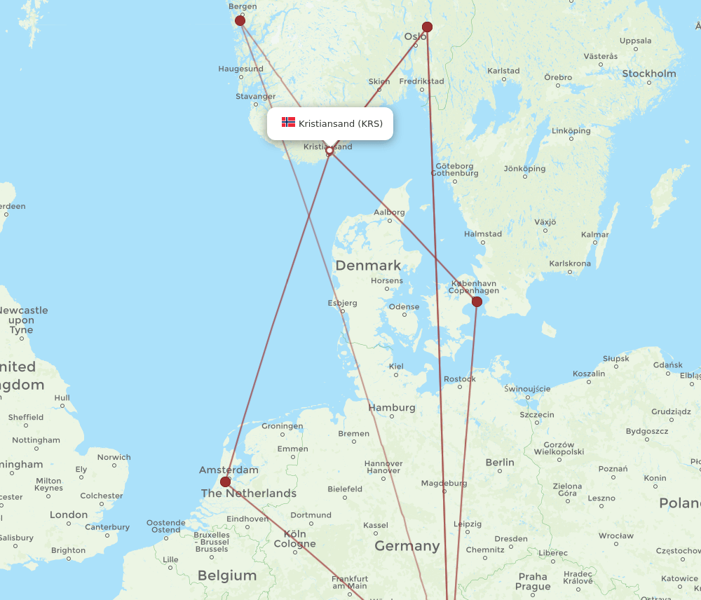 KRS-MUC flight routes