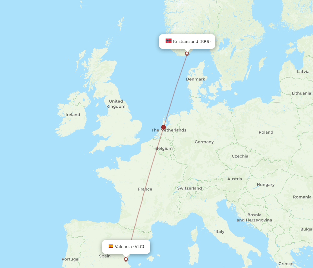 KRS-VLC flight routes