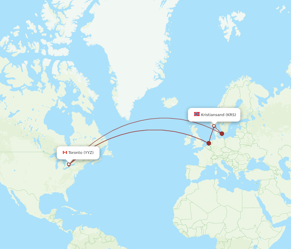 KRS-YYZ flight routes