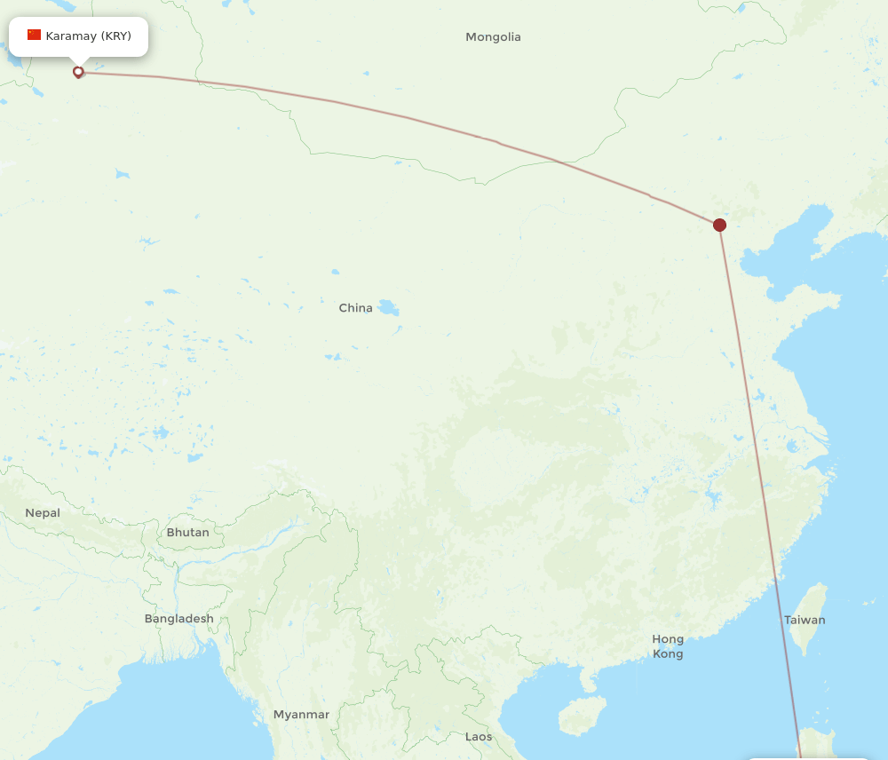 Manila - Karamay route map and flight paths