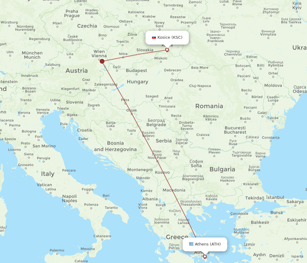 KSC-ATH flight routes