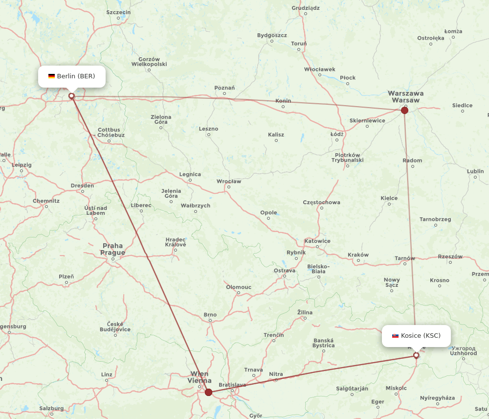 KSC-BER flight routes