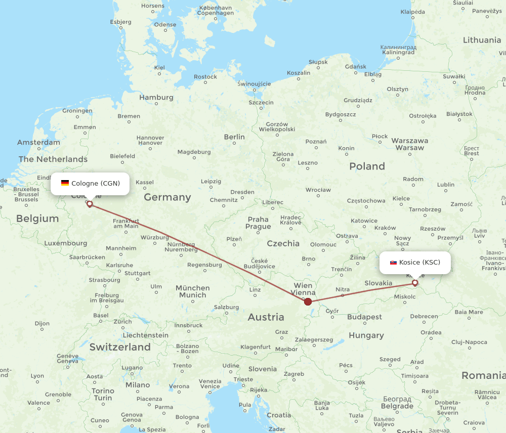 KSC-CGN flight routes