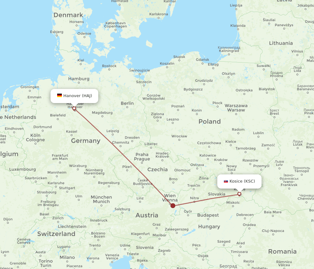 KSC-HAJ flight routes