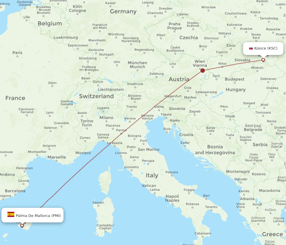 KSC-PMI flight routes