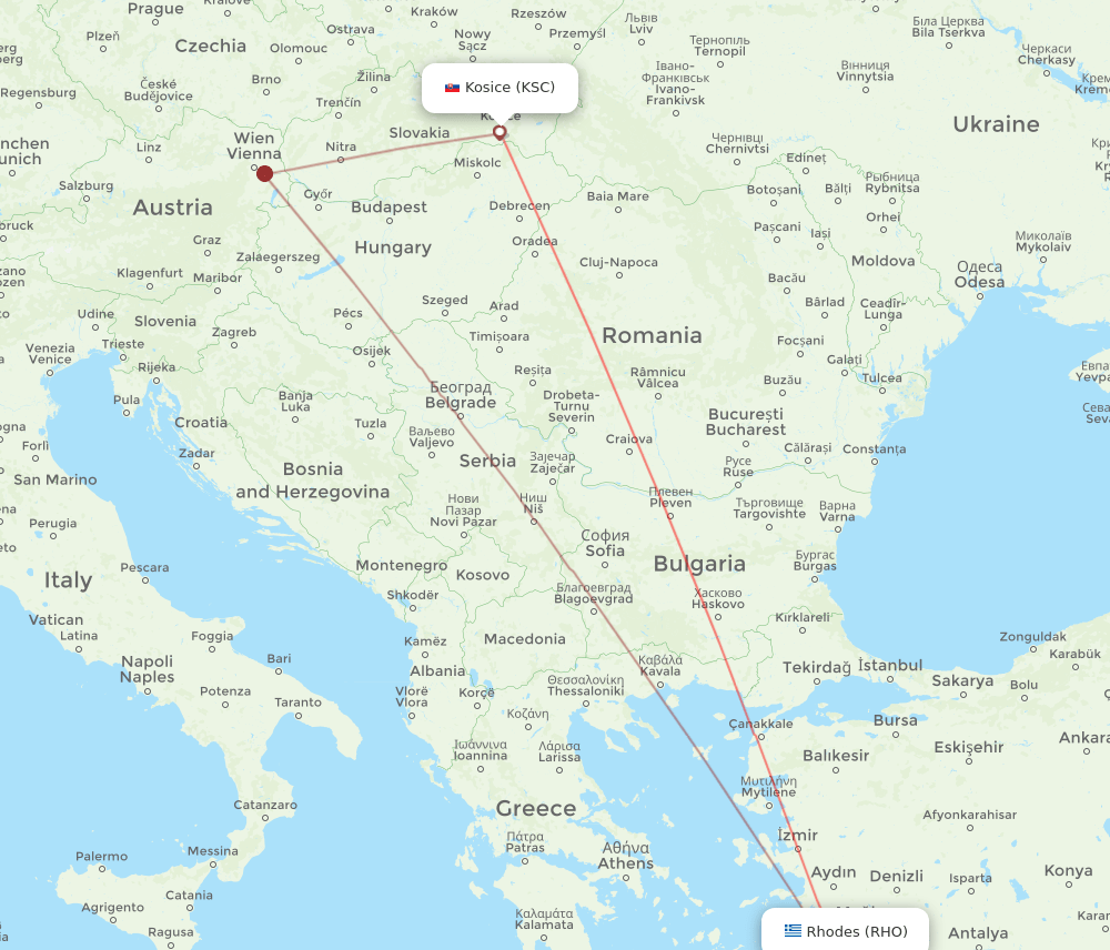 KSC-RHO flight routes