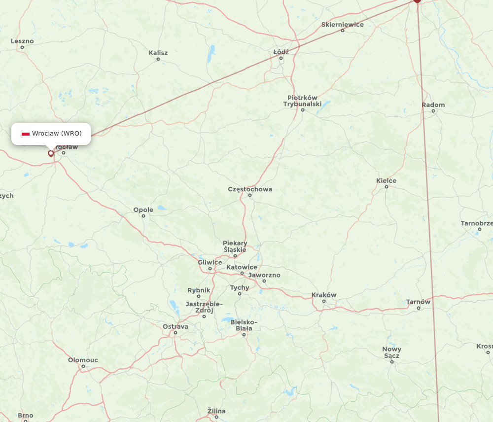 KSC-WRO flight routes