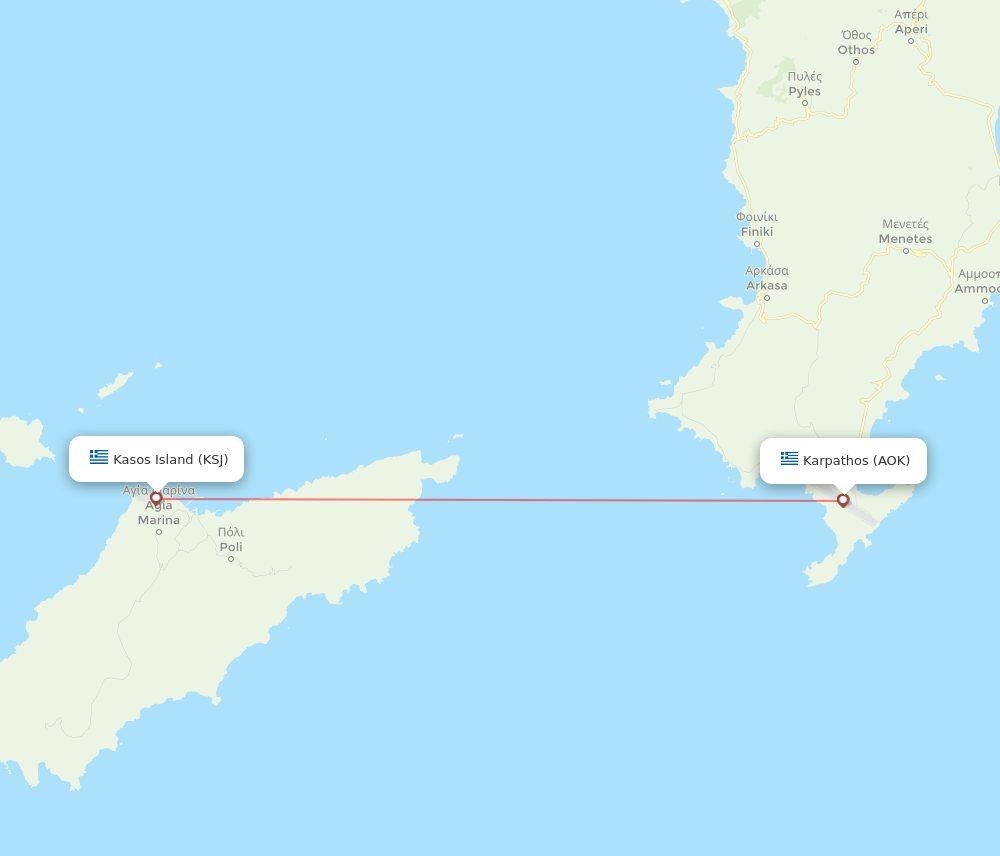 Kasos Island - Karpathos route map and flight paths