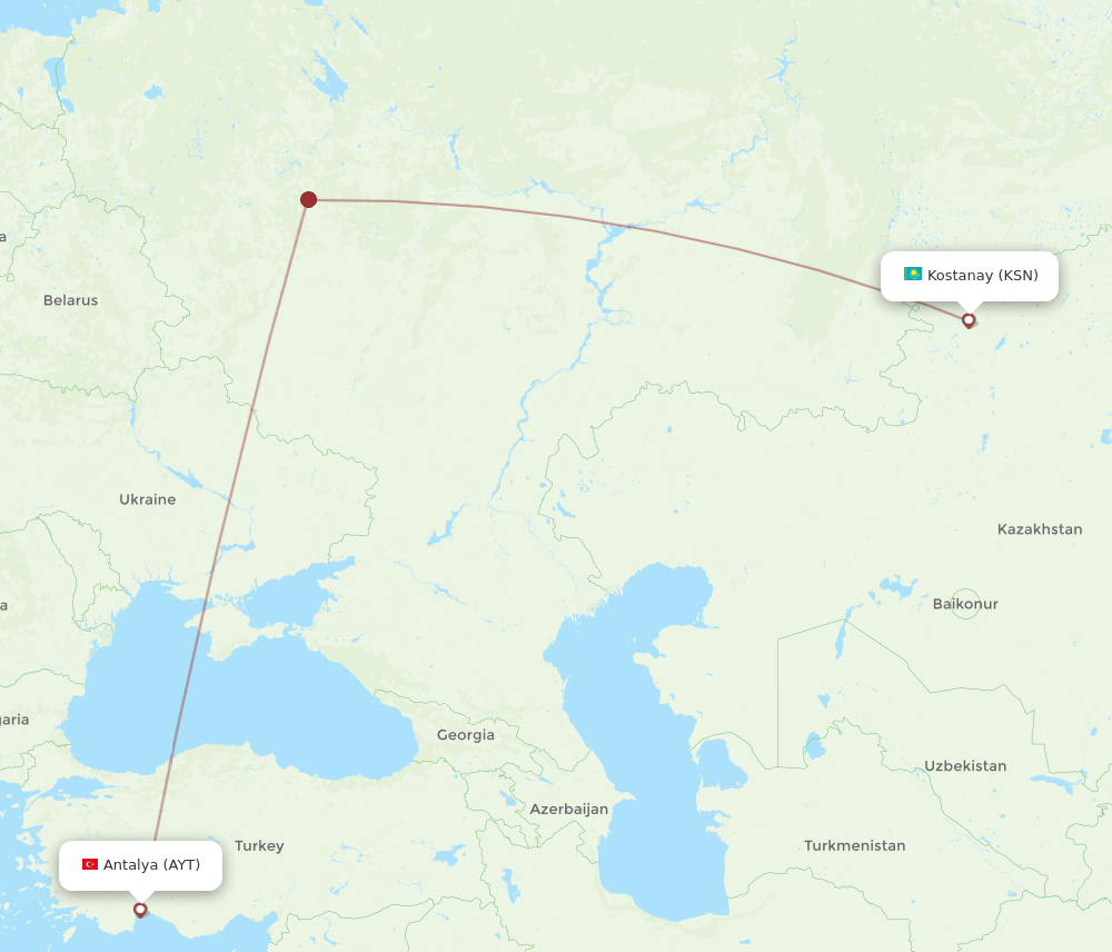 KSN-AYT flight routes