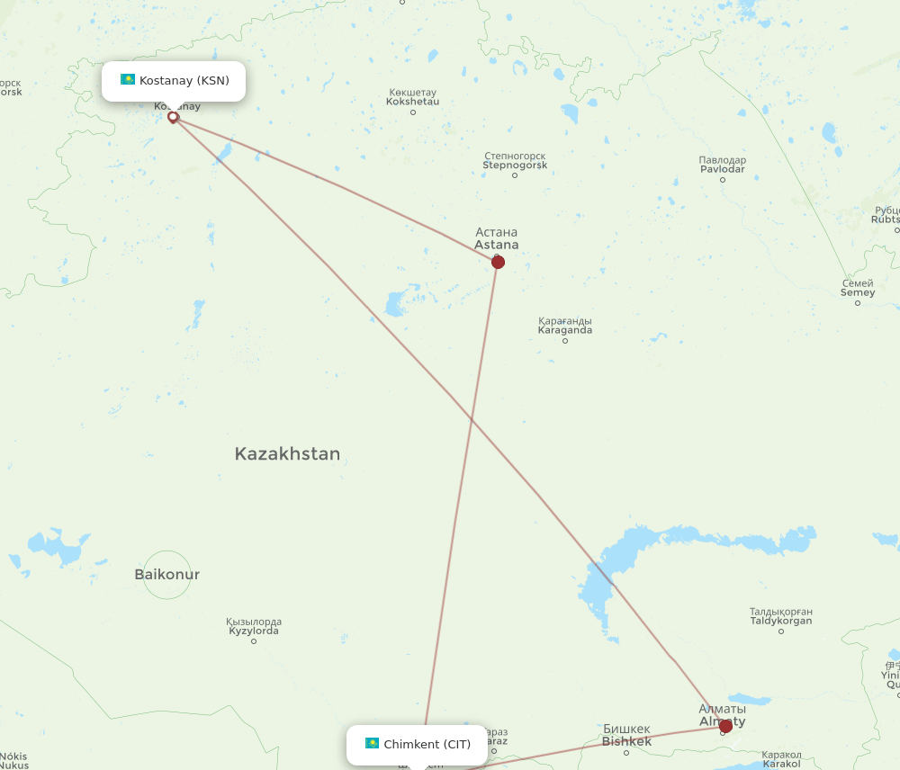 KSN-CIT flight routes