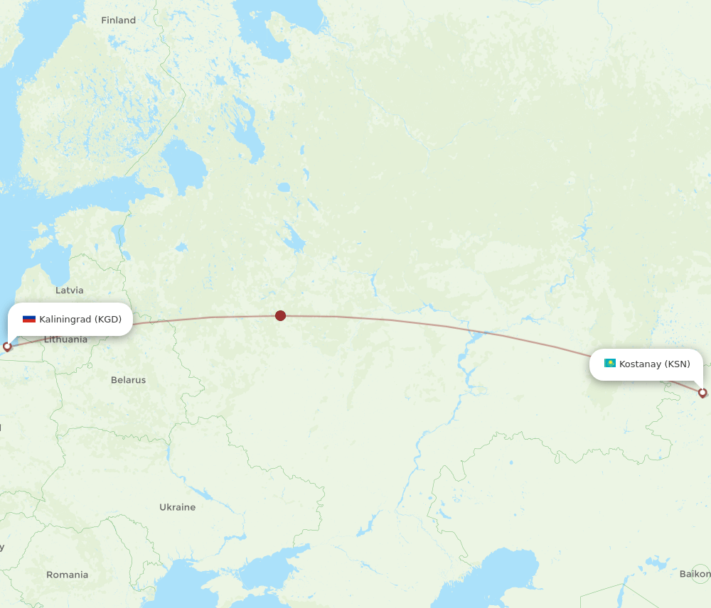 KSN-KGD flight routes
