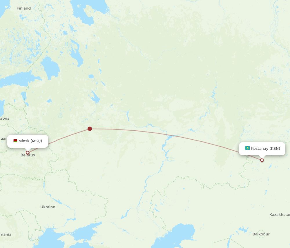 KSN-MSQ flight routes