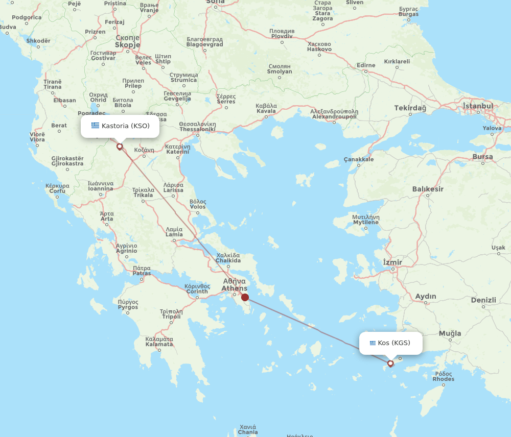 KSO-KGS flight routes