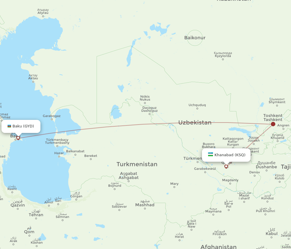 KSQ-GYD flight routes