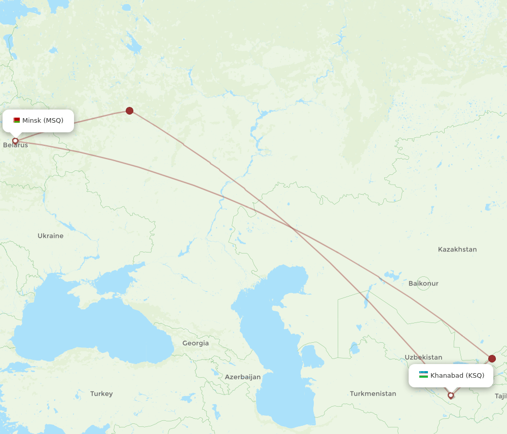 MSQ to KSQ flights and routes map