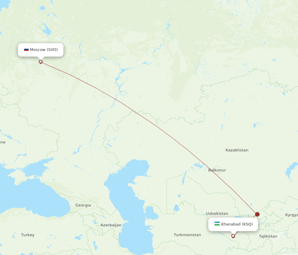 Moscow - Karshi route map and flight paths