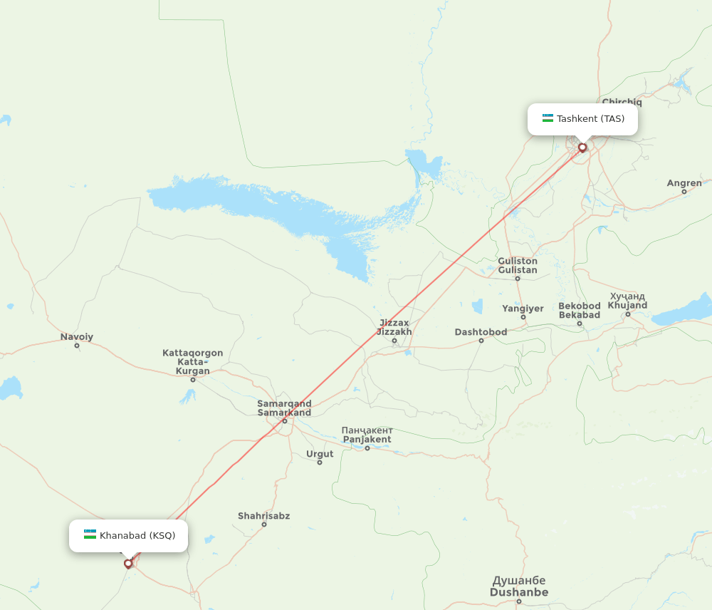 KSQ to TAS flights and routes map