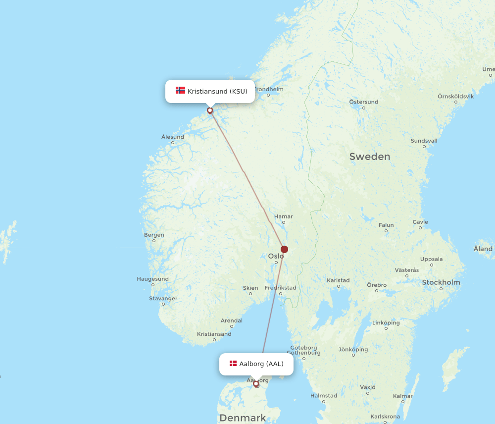 KSU-AAL flight routes